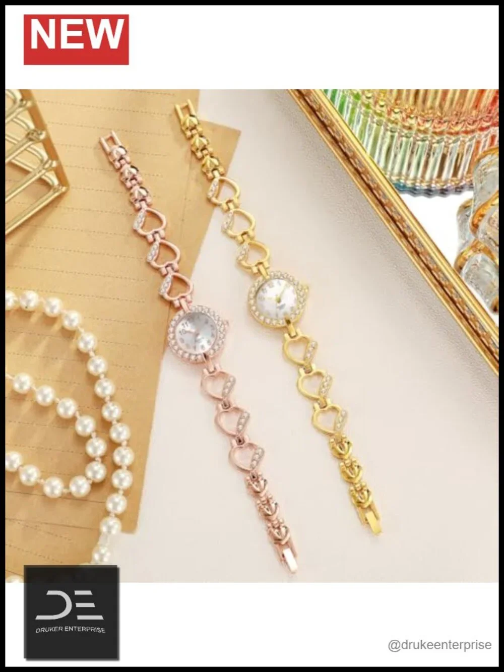 Luxury Womens Diamond Bracelet Watch - Hollow Stainless Steel Strap Formal Wear
